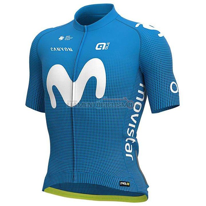 Abbigliamento Ciclismo Movistar Manica Corta 2020 Bianco Blu
